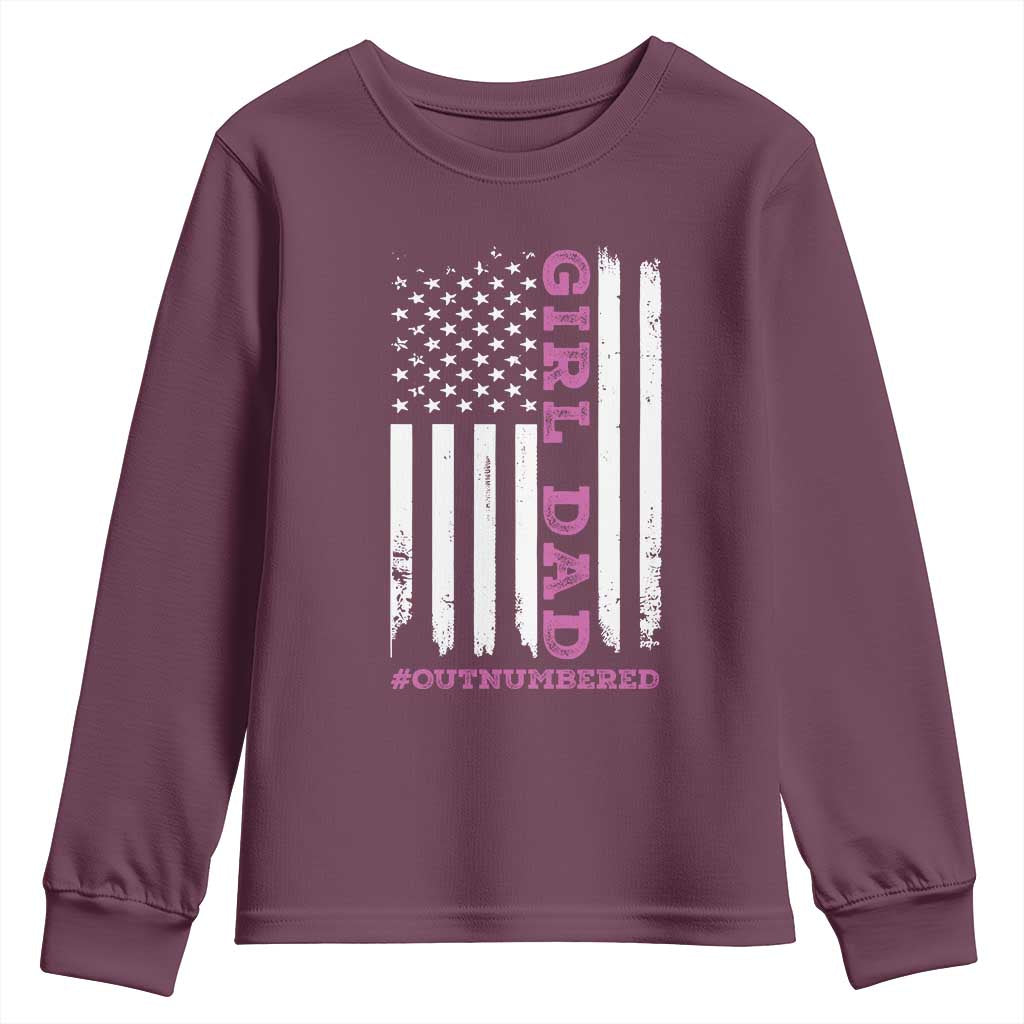 Funny Girl Dad Outnumbered Youth Sweatshirt Vintage American Flag Father's Day