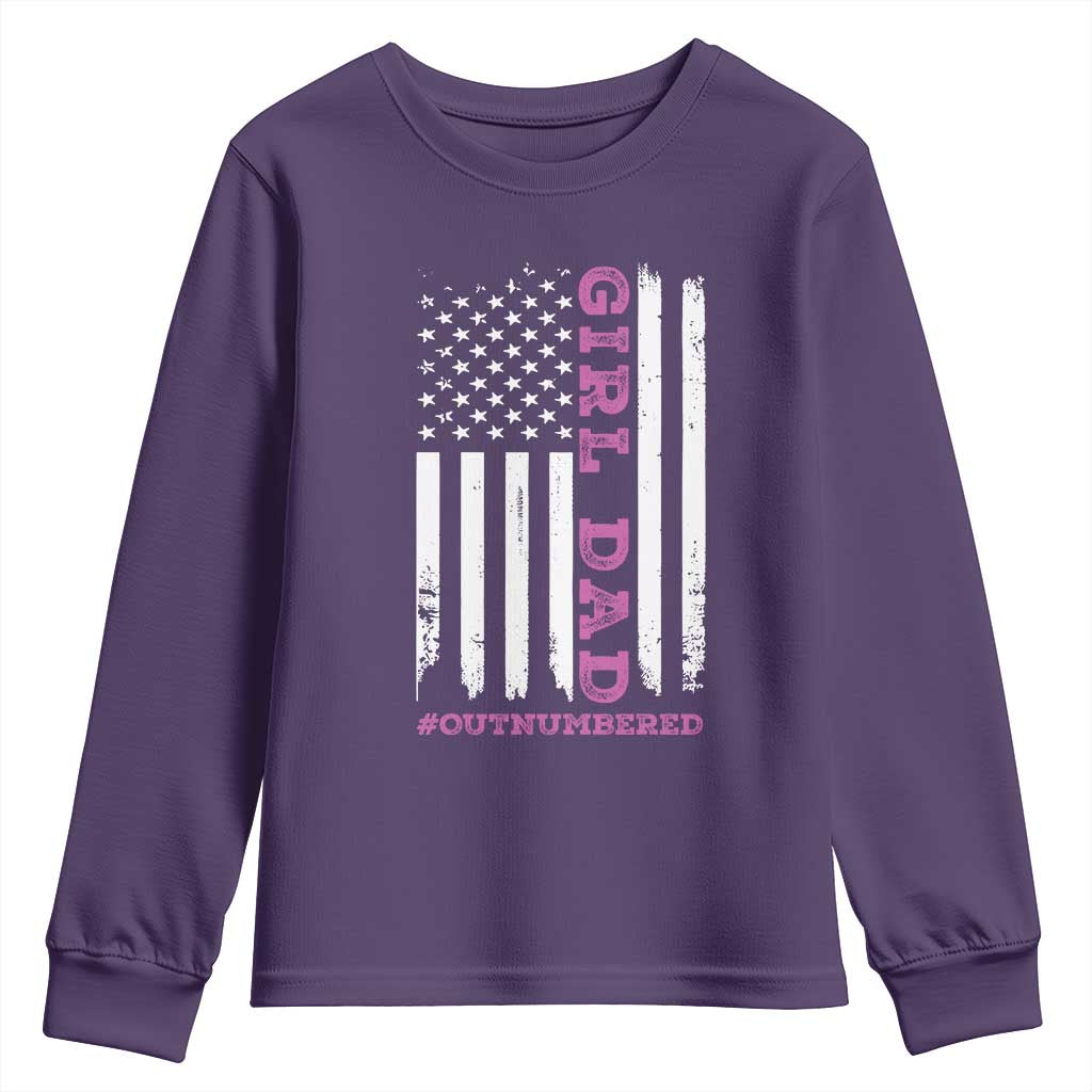 Funny Girl Dad Outnumbered Youth Sweatshirt Vintage American Flag Father's Day