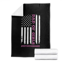 Funny Dad Of Girls Outnumbered Throw Blanket Vintage American Flag Father's Day