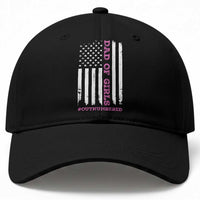 Funny Dad Of Girls Outnumbered Baseball Cap Vintage American Flag Father's Day
