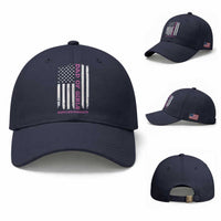 Funny Dad Of Girls Outnumbered Baseball Cap Vintage American Flag Father's Day