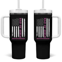 Funny Dad Of Girls Outnumbered Tumbler With Handle Vintage American Flag Father's Day