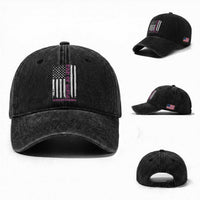 Funny Dad Of Girls Outnumbered Washed Cotton Baseball Cap Vintage American Flag Father's Day