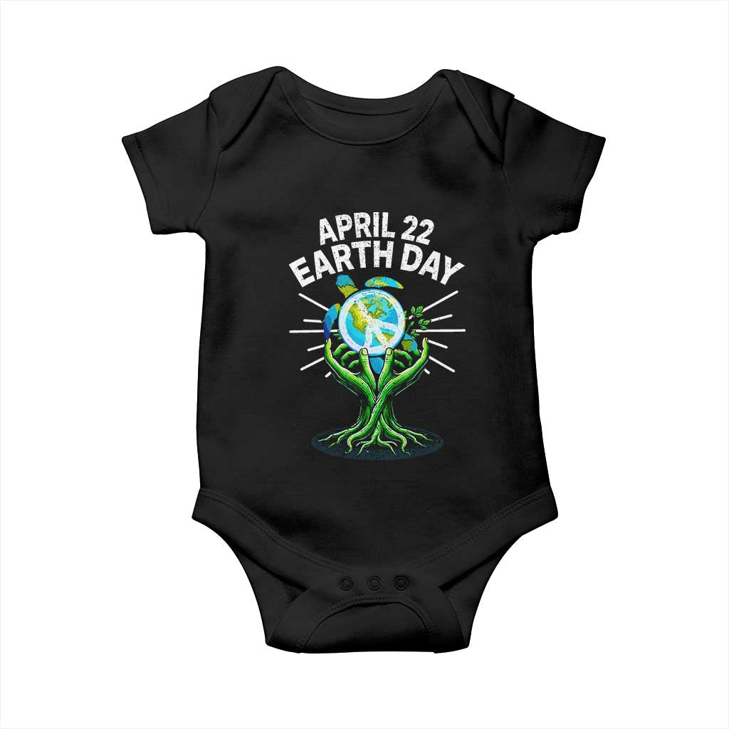 Happy Earth Day April 22 Baby Onesie Restore Earth Sea Turtle Tree Peace Sign