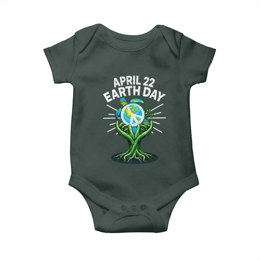 Happy Earth Day April 22 Baby Onesie Restore Earth Sea Turtle Tree Peace Sign