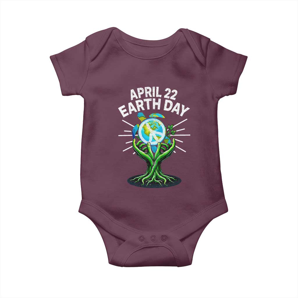 Happy Earth Day April 22 Baby Onesie Restore Earth Sea Turtle Tree Peace Sign