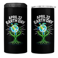 Happy Earth Day April 22 4 in 1 Can Cooler Tumbler Restore Earth Sea Turtle Tree Peace Sign