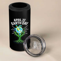 Happy Earth Day April 22 4 in 1 Can Cooler Tumbler Restore Earth Sea Turtle Tree Peace Sign