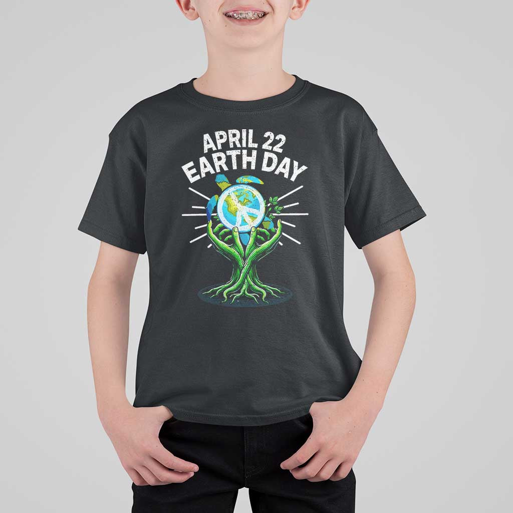 Happy Earth Day April 22 T Shirt For Kid Restore Earth Sea Turtle Tree Peace Sign