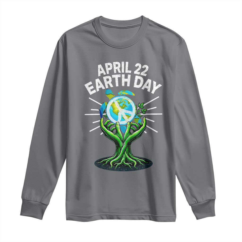 Happy Earth Day April 22 Long Sleeve Shirt Restore Earth Sea Turtle Tree Peace Sign