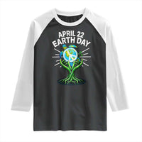 Happy Earth Day April 22 Raglan Shirt Restore Earth Sea Turtle Tree Peace Sign