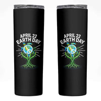 Happy Earth Day April 22 Skinny Tumbler Restore Earth Sea Turtle Tree Peace Sign