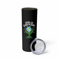Happy Earth Day April 22 Skinny Tumbler Restore Earth Sea Turtle Tree Peace Sign