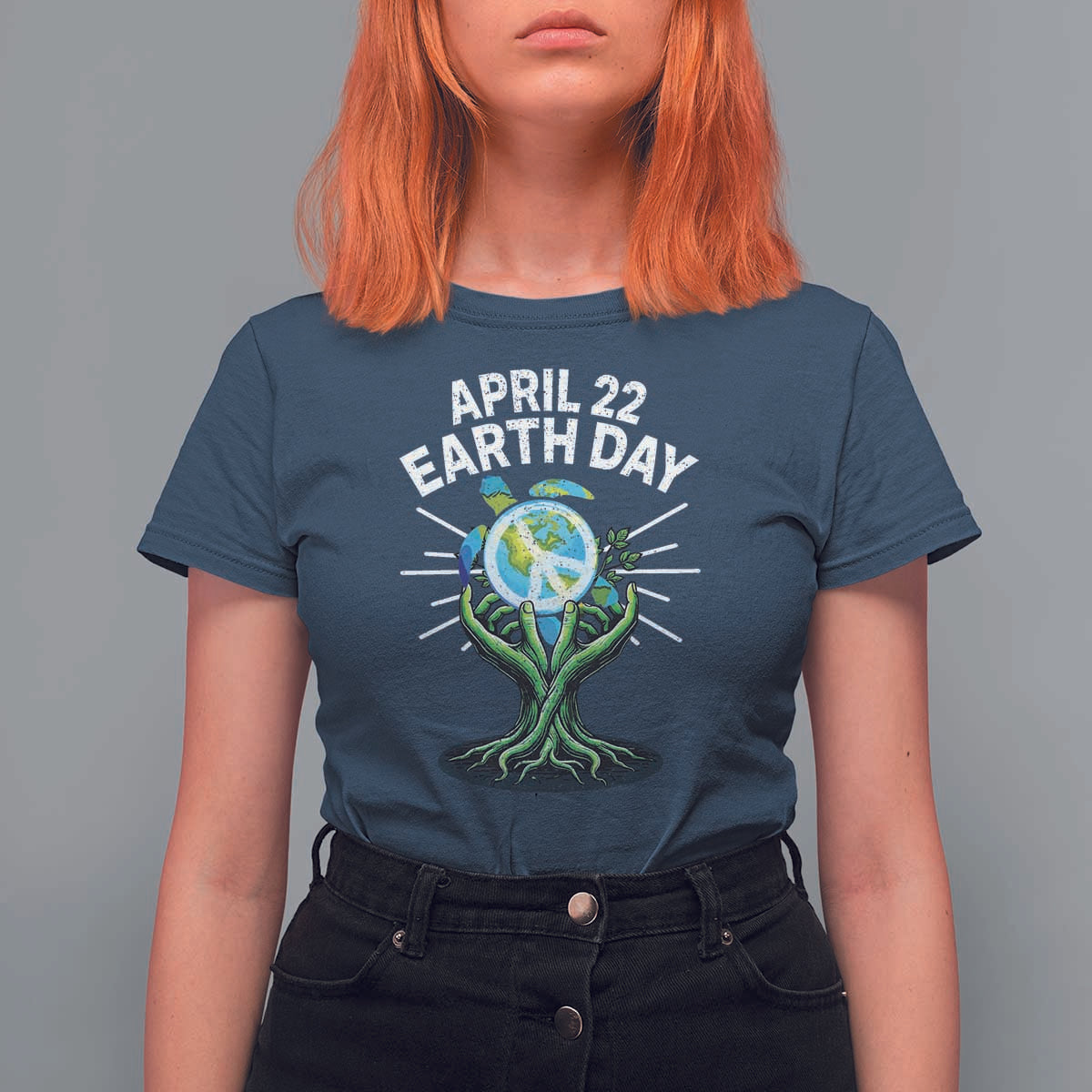 Happy Earth Day April 22 T Shirt For Women Restore Earth Sea Turtle Tree Peace Sign