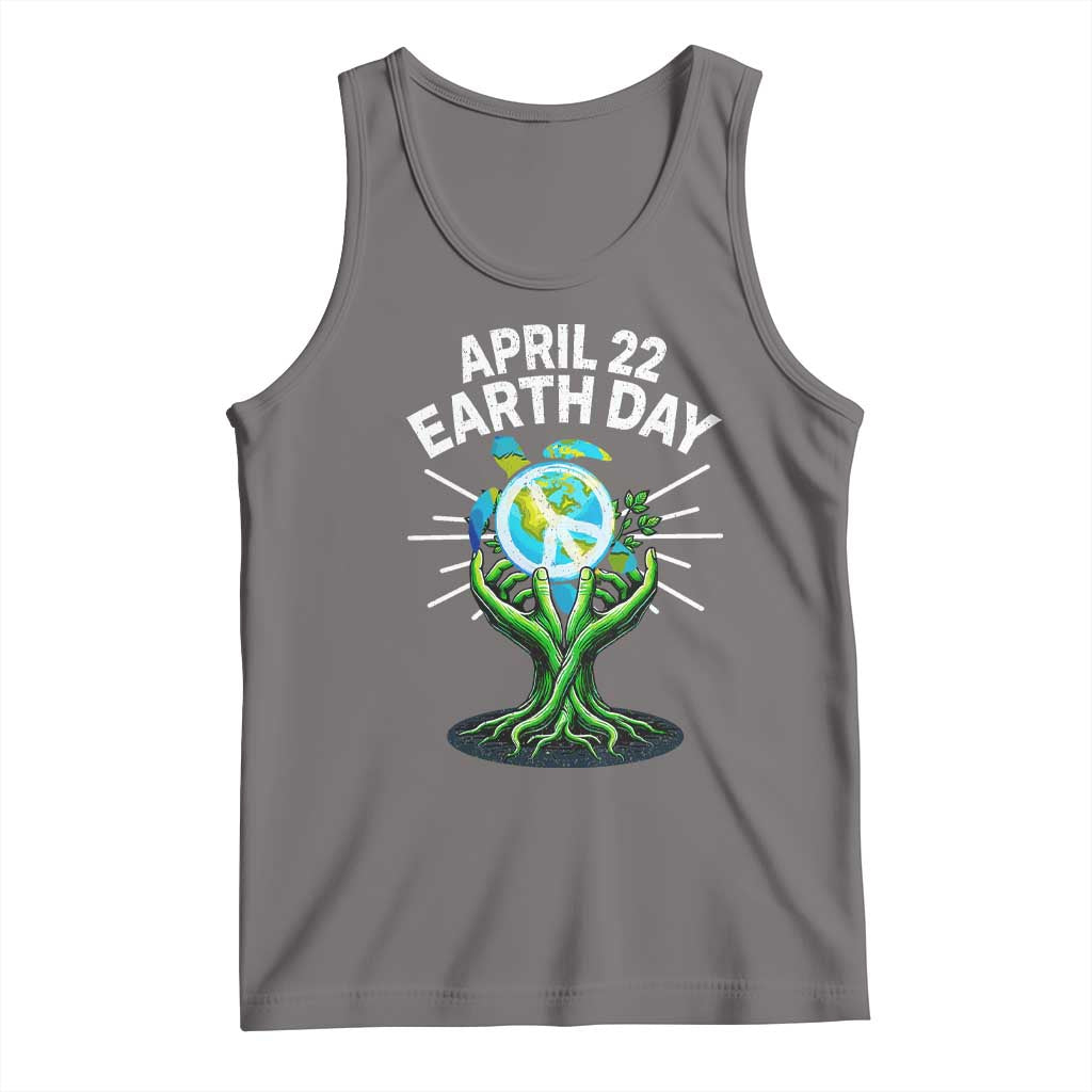 Happy Earth Day April 22 Tank Top Restore Earth Sea Turtle Tree Peace Sign