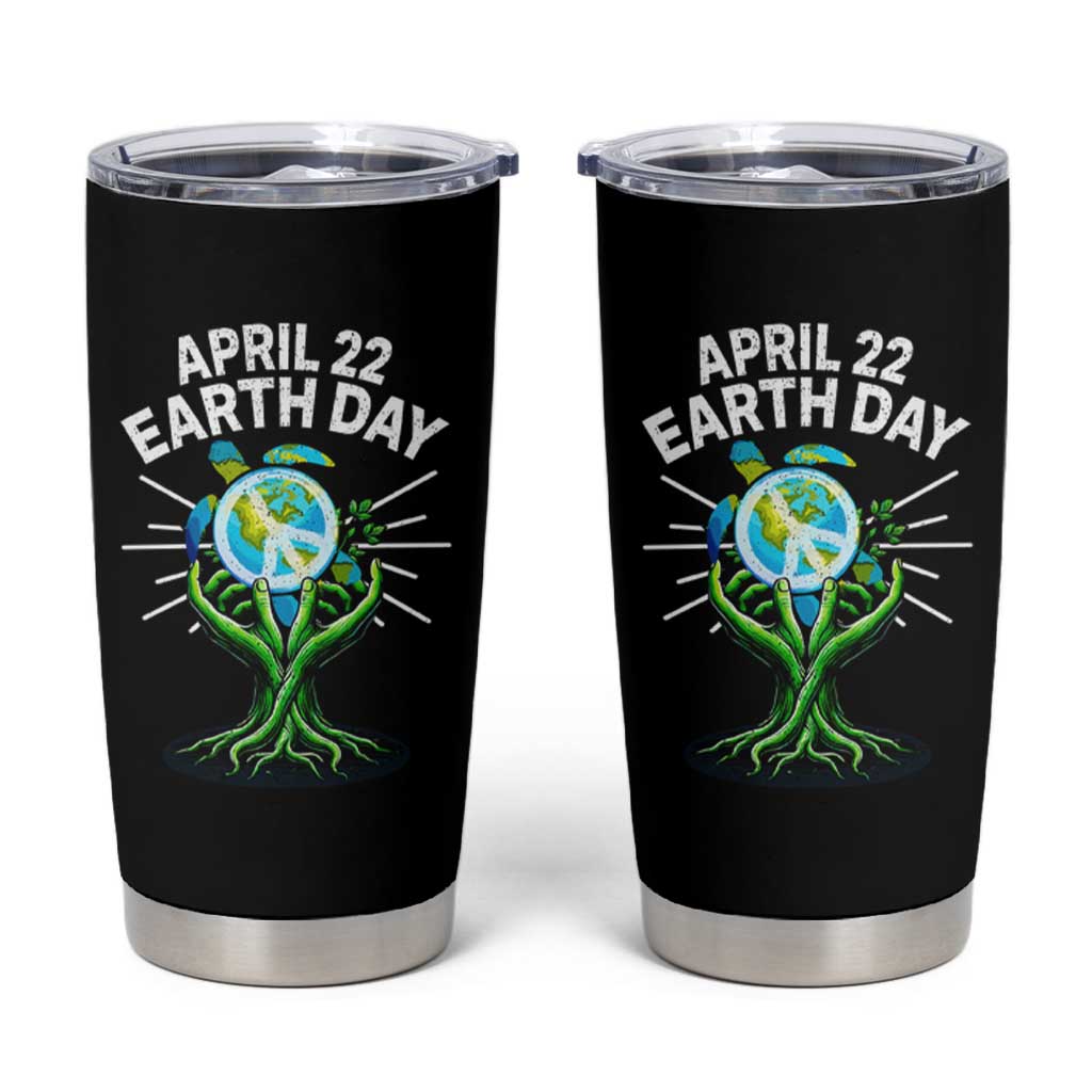 Happy Earth Day April 22 Tumbler Cup Restore Earth Sea Turtle Tree Peace Sign