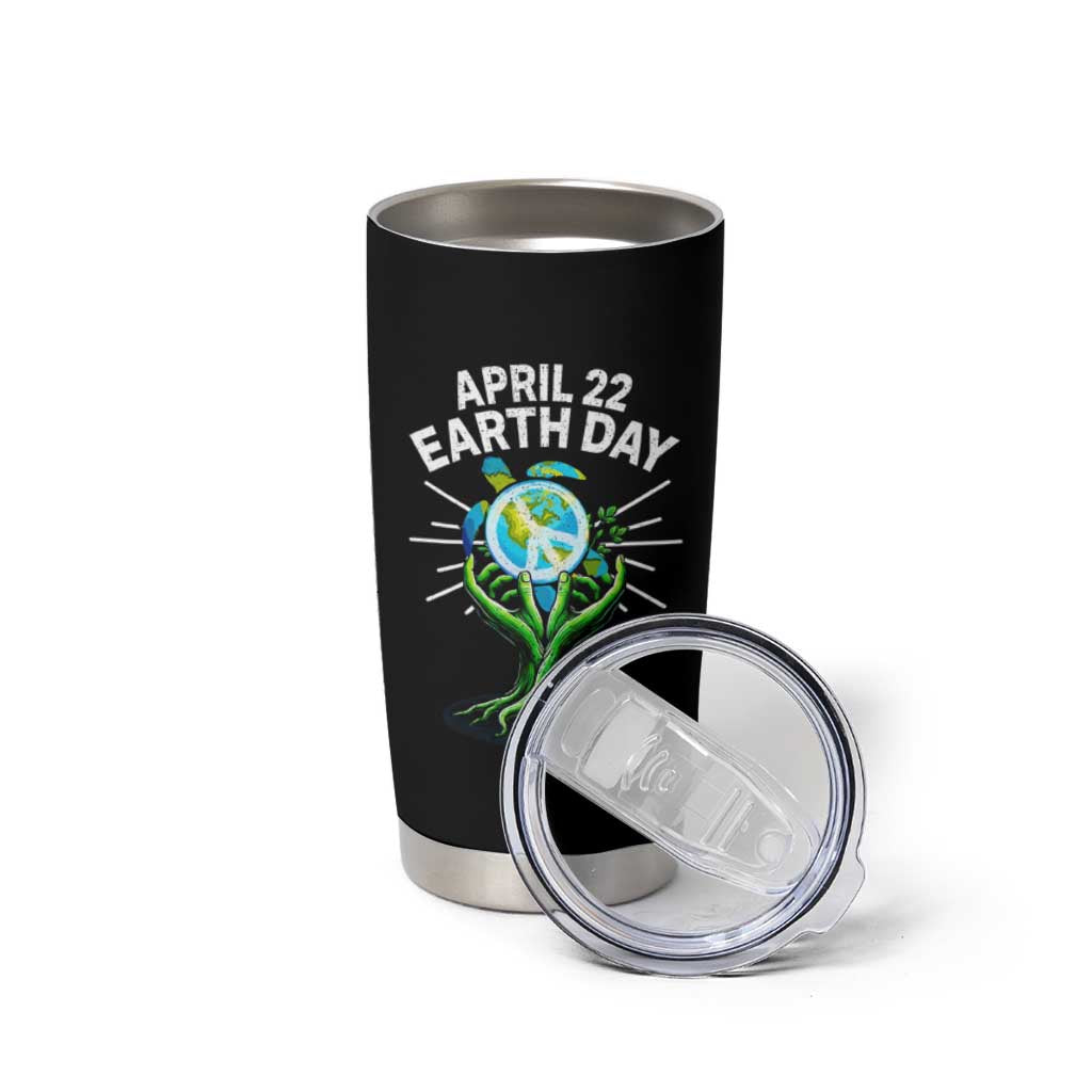 Happy Earth Day April 22 Tumbler Cup Restore Earth Sea Turtle Tree Peace Sign