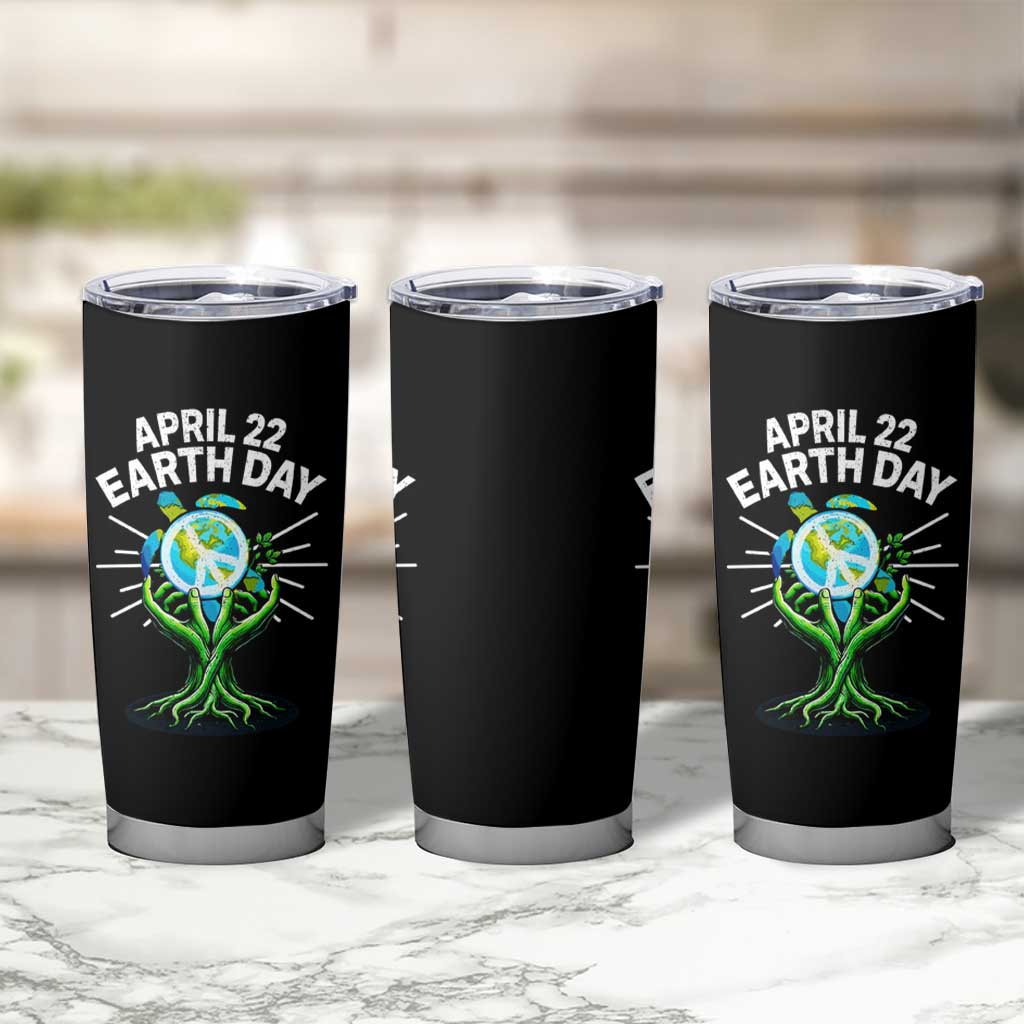 Happy Earth Day April 22 Tumbler Cup Restore Earth Sea Turtle Tree Peace Sign