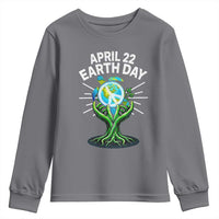 Happy Earth Day April 22 Youth Sweatshirt Restore Earth Sea Turtle Tree Peace Sign