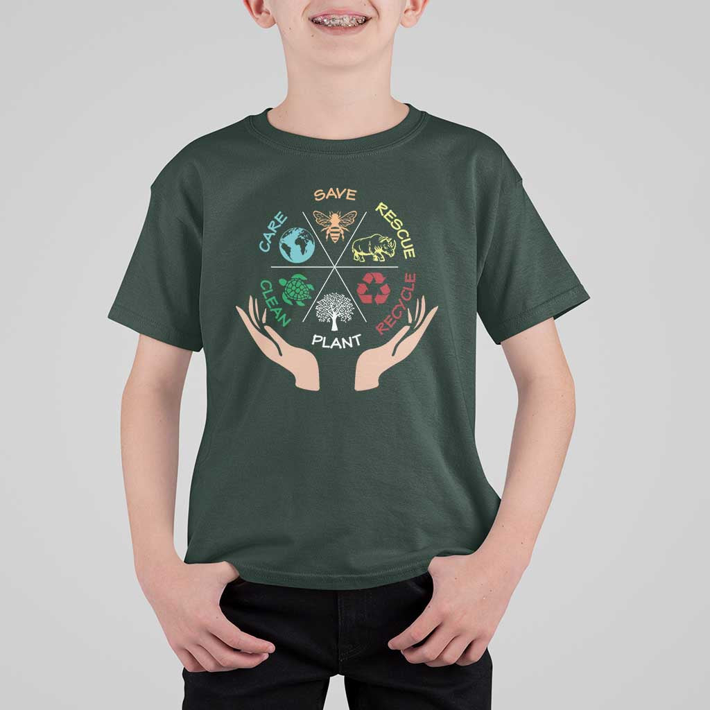 Save Bees Rescue Animals Recycle Plastic Plant Tree T Shirt For Kid Earth Day