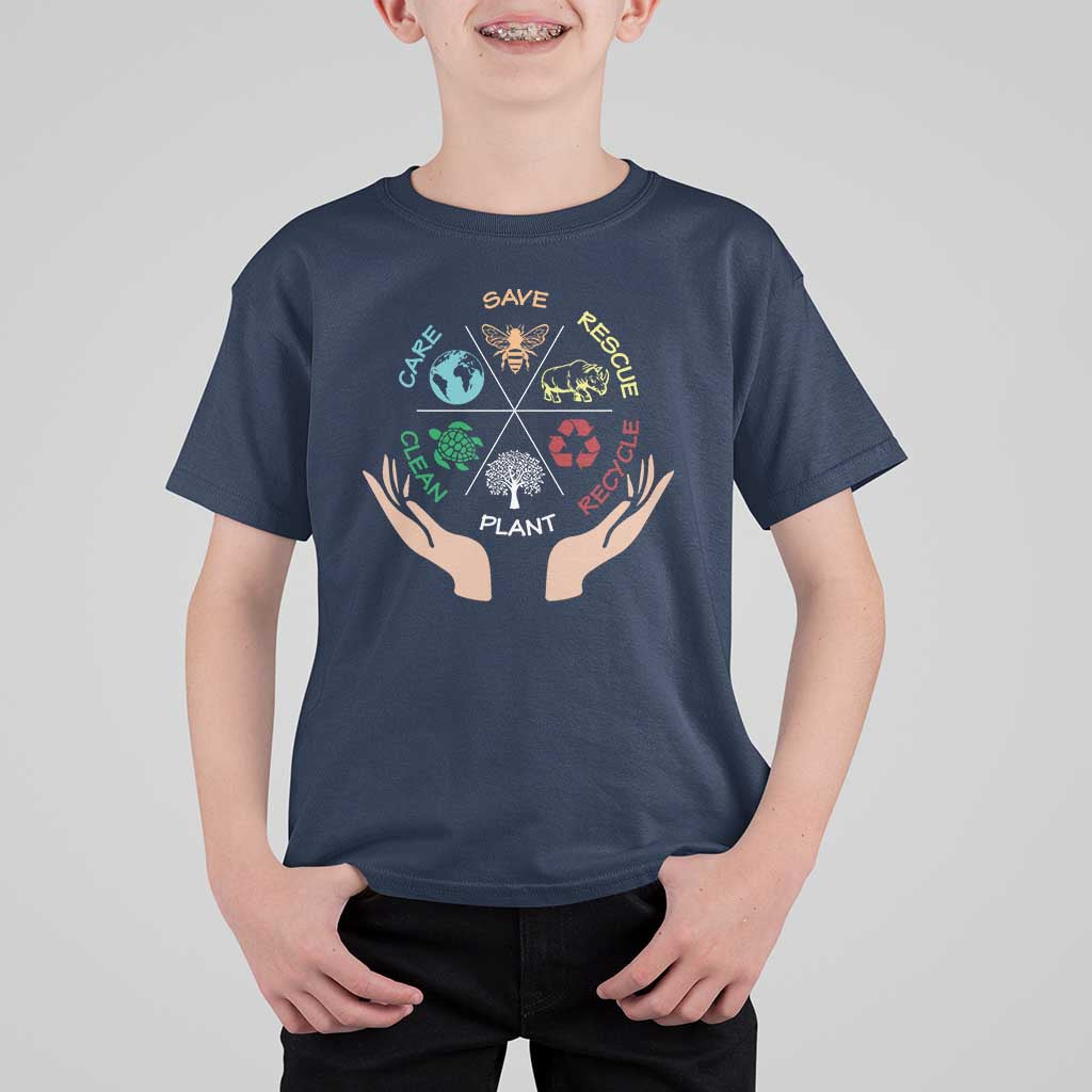 Save Bees Rescue Animals Recycle Plastic Plant Tree T Shirt For Kid Earth Day
