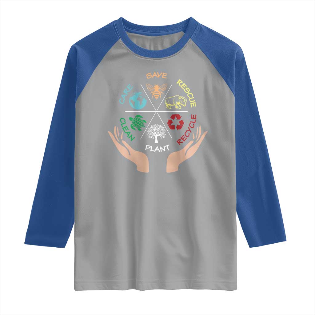 Save Bees Rescue Animals Recycle Plastic Plant Tree Raglan Shirt Earth Day