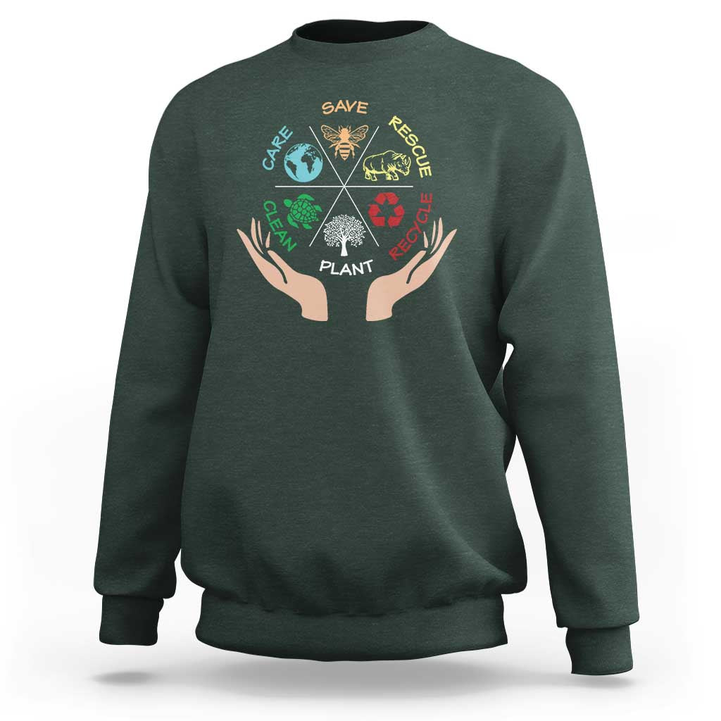 Save Bees Rescue Animals Recycle Plastic Plant Tree Sweatshirt Earth Day