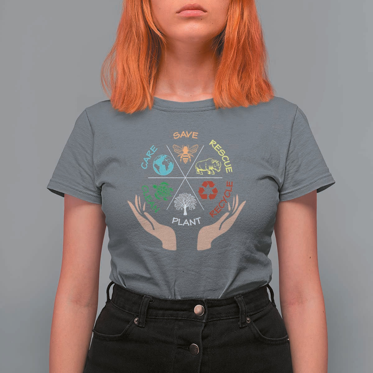 Save Bees Rescue Animals Recycle Plastic Plant Tree T Shirt For Women Earth Day