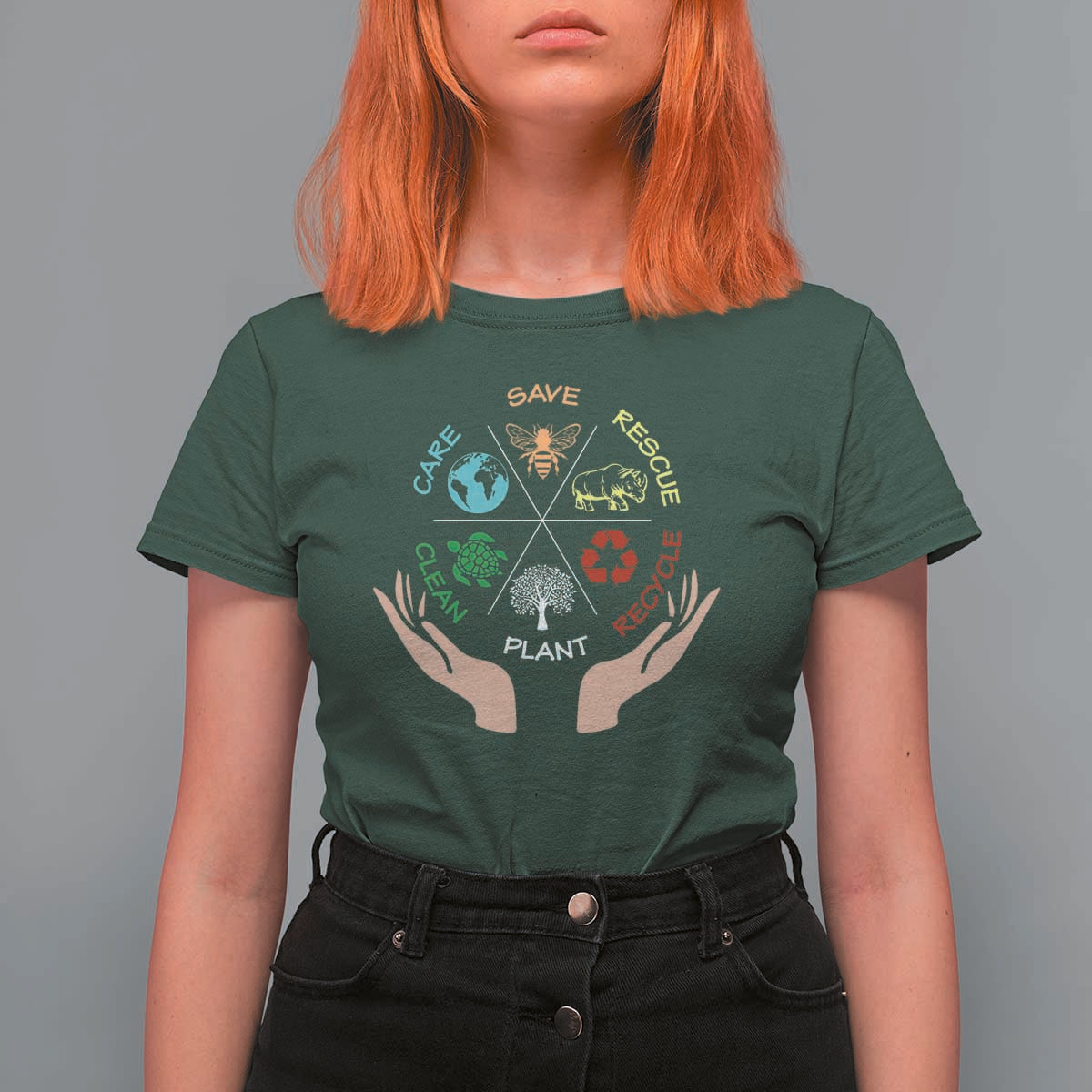 Save Bees Rescue Animals Recycle Plastic Plant Tree T Shirt For Women Earth Day