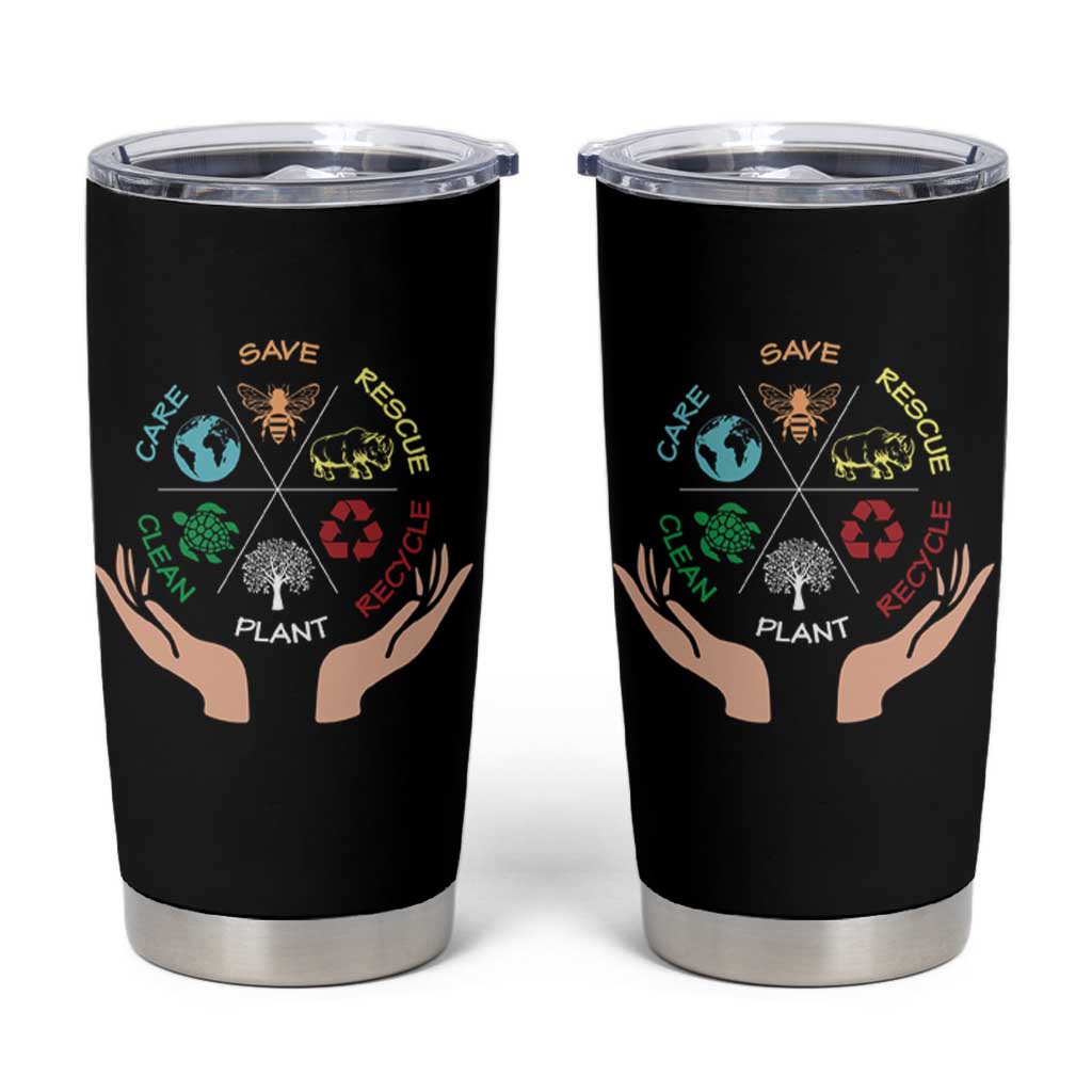Save Bees Rescue Animals Recycle Plastic Plant Tree Tumbler Cup Earth Day