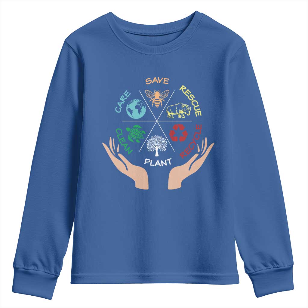 Save Bees Rescue Animals Recycle Plastic Plant Tree Youth Sweatshirt Earth Day