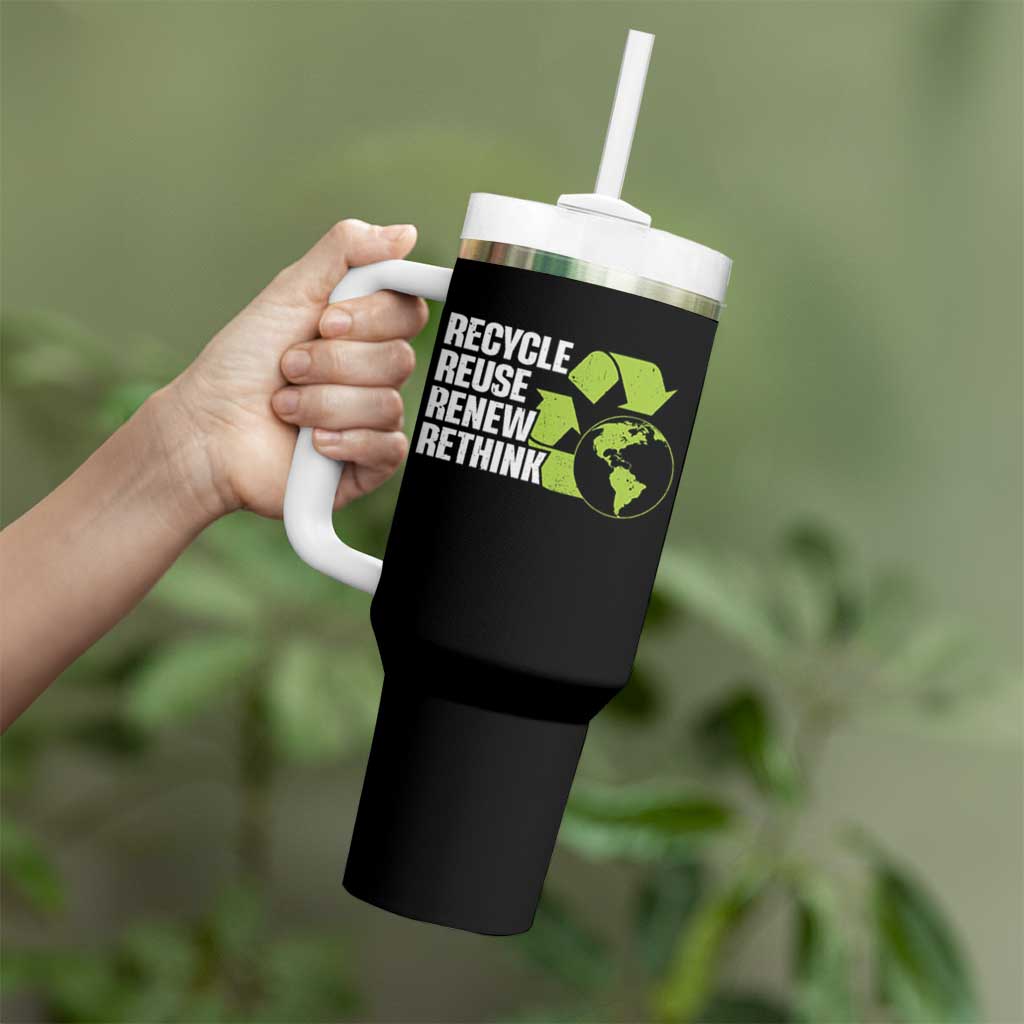 Recycle Reuse Renew Rethink Environmental Activism Tumbler With Handle