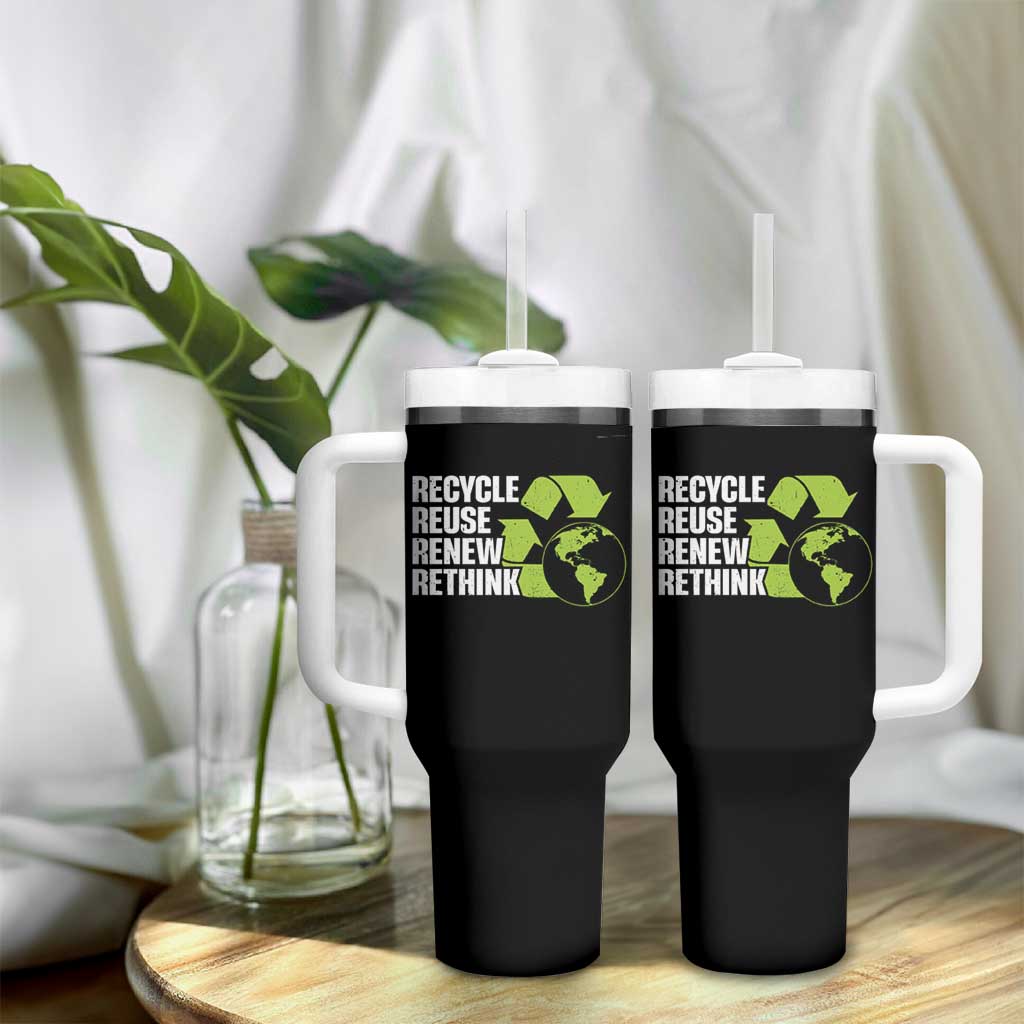 Recycle Reuse Renew Rethink Environmental Activism Tumbler With Handle