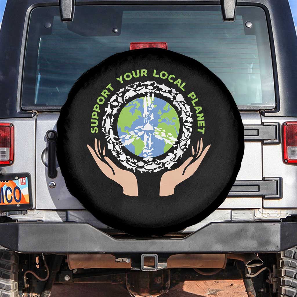 Earth Day Support Your Local Planet Spare Tire Cover Peace Sign Animals