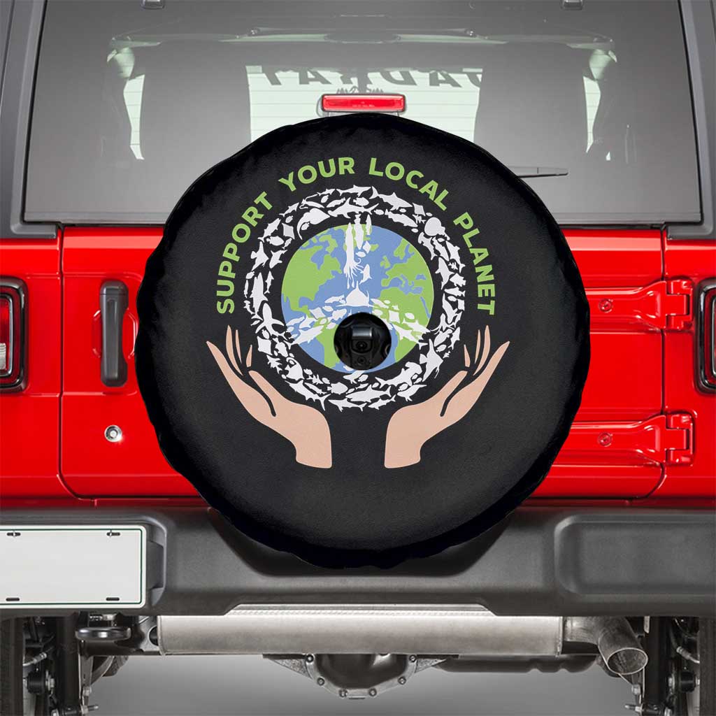 Earth Day Support Your Local Planet Spare Tire Cover Peace Sign Animals