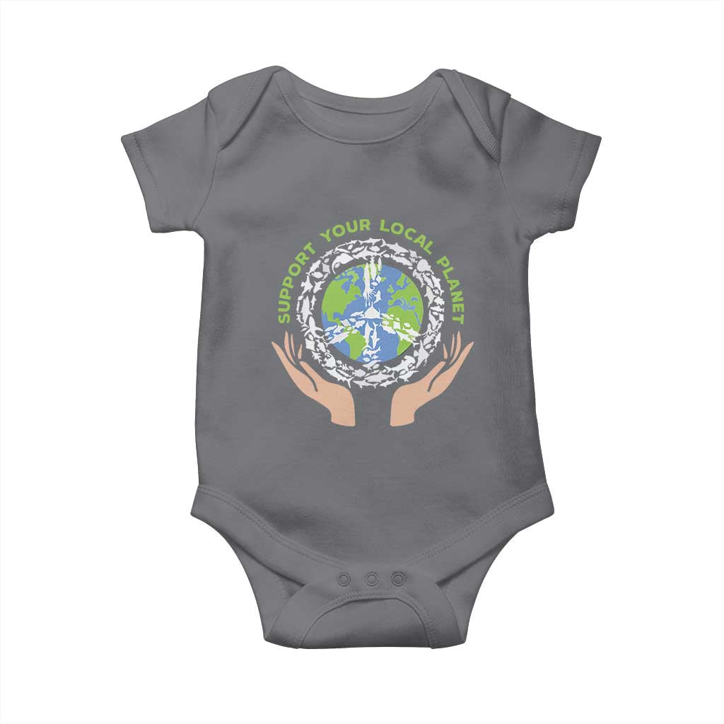 Earth Day Support Your Local Planet Baby Onesie Peace Sign Animals