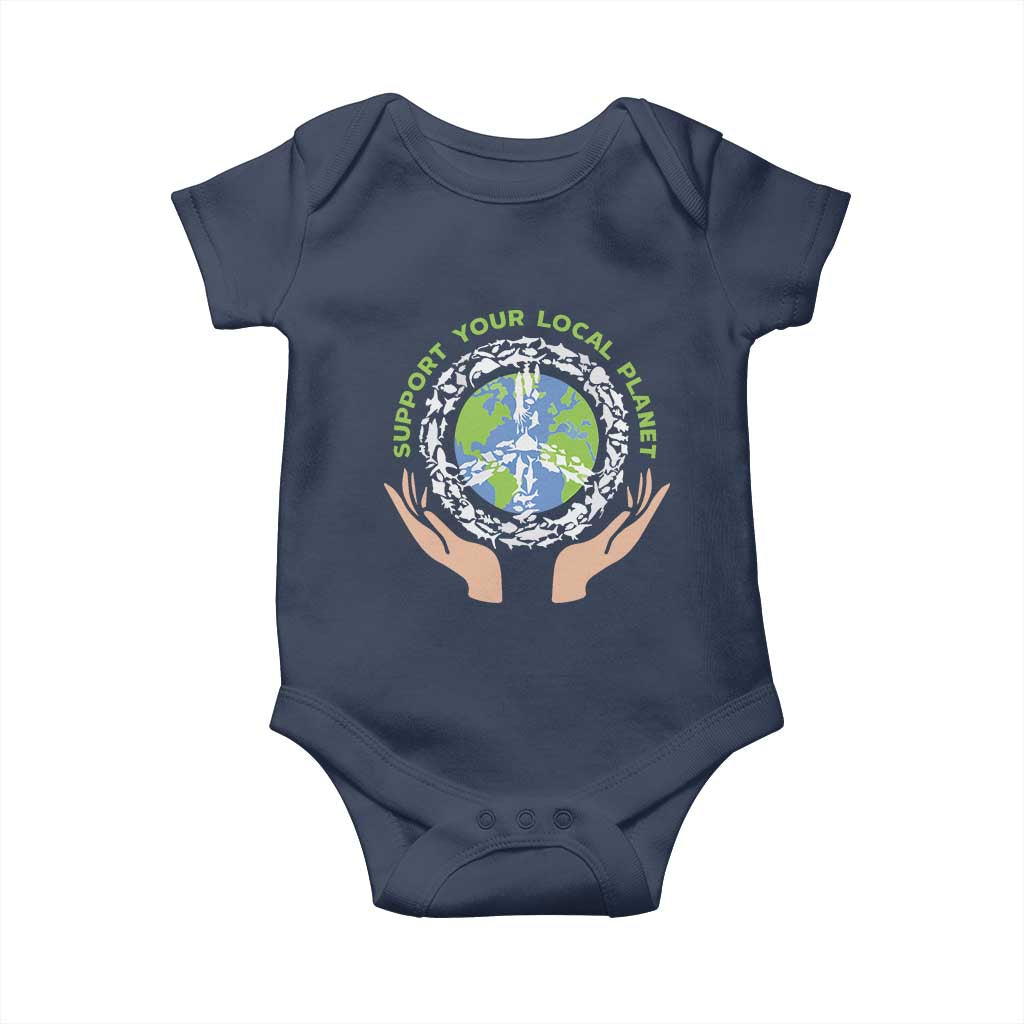 Earth Day Support Your Local Planet Baby Onesie Peace Sign Animals