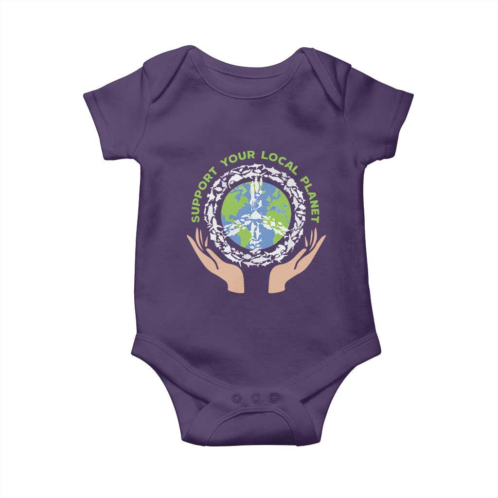 Earth Day Support Your Local Planet Baby Onesie Peace Sign Animals