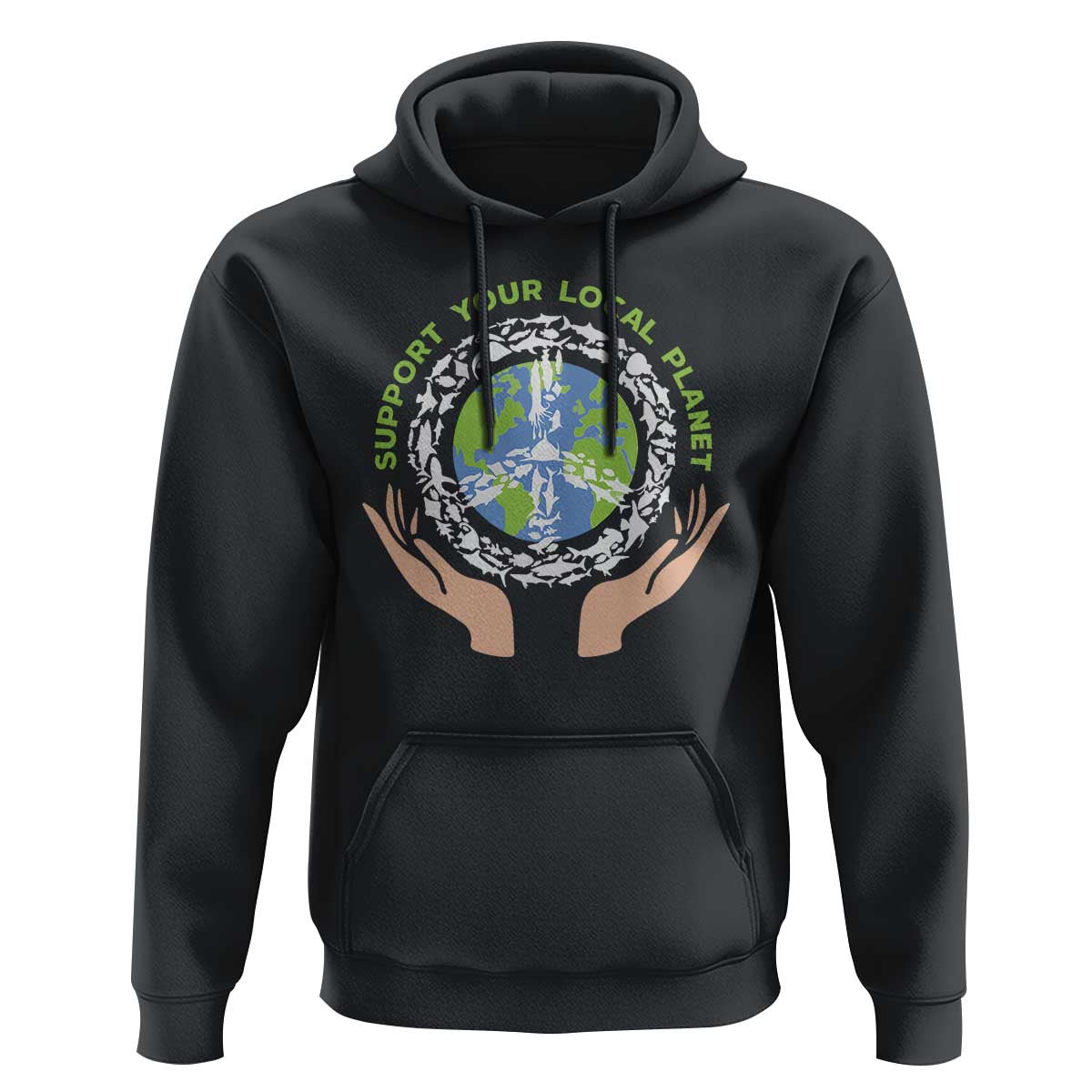 Earth Day Support Your Local Planet Hoodie Peace Sign Animals