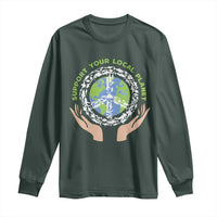 Earth Day Support Your Local Planet Long Sleeve Shirt Peace Sign Animals