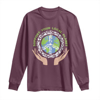 Earth Day Support Your Local Planet Long Sleeve Shirt Peace Sign Animals