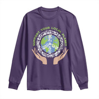 Earth Day Support Your Local Planet Long Sleeve Shirt Peace Sign Animals