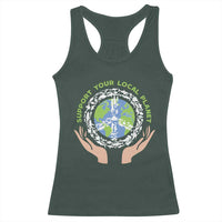 Earth Day Support Your Local Planet Racerback Tank Top Peace Sign Animals