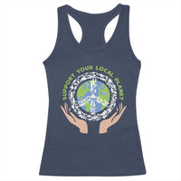 Earth Day Support Your Local Planet Racerback Tank Top Peace Sign Animals