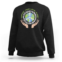 Earth Day Support Your Local Planet Sweatshirt Peace Sign Animals