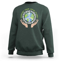 Earth Day Support Your Local Planet Sweatshirt Peace Sign Animals