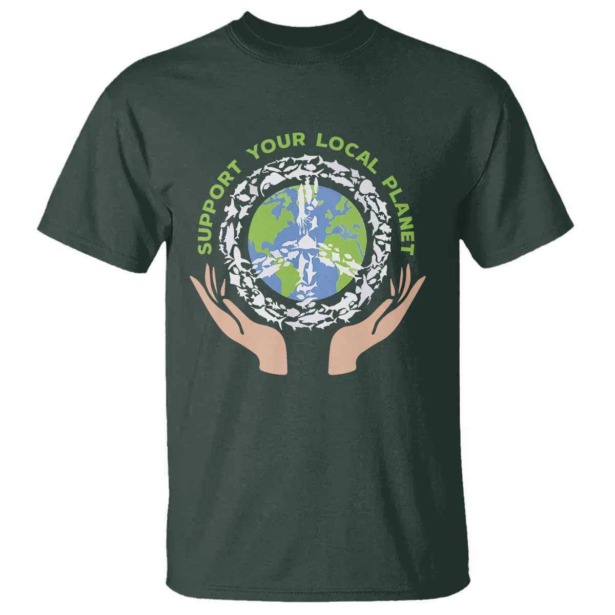 Earth Day Support Your Local Planet T Shirt Peace Sign Animals