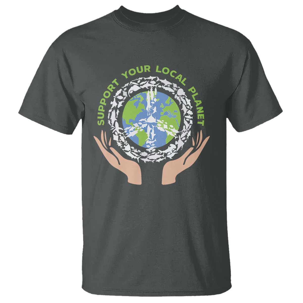 Earth Day Support Your Local Planet T Shirt Peace Sign Animals