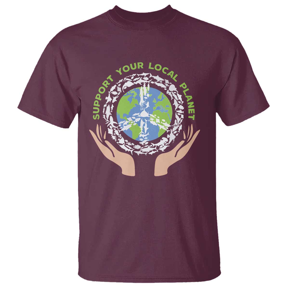 Earth Day Support Your Local Planet T Shirt Peace Sign Animals