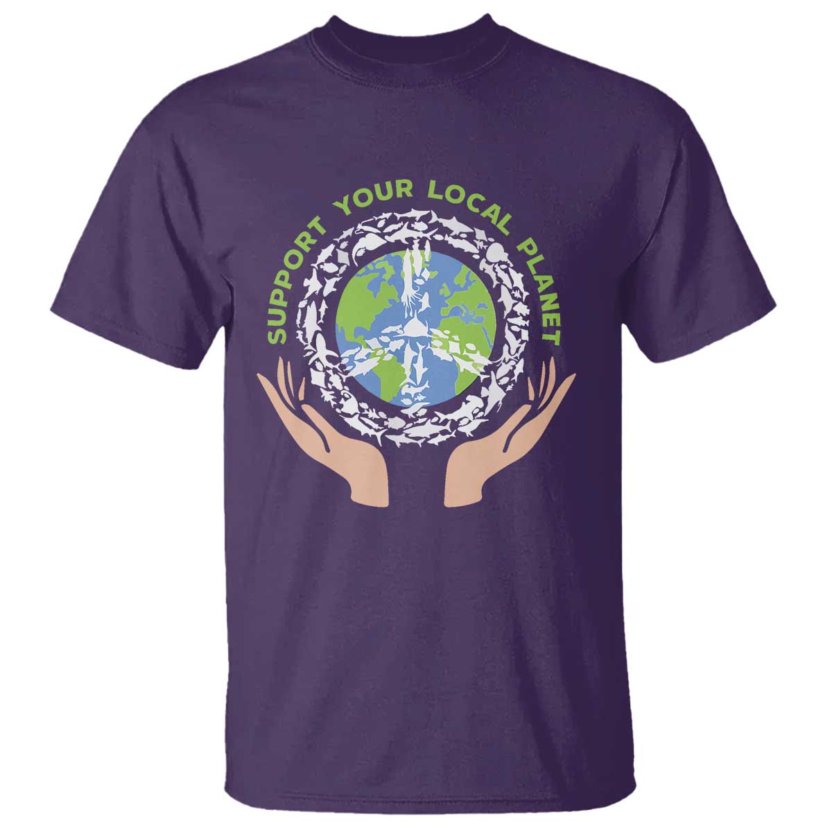 Earth Day Support Your Local Planet T Shirt Peace Sign Animals
